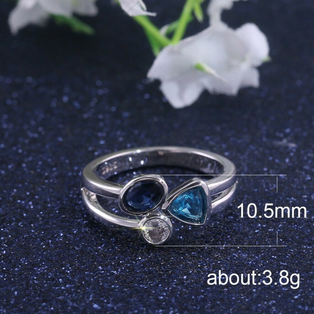 SALE ** BRAND NEW ** .925 DIAMOND SAPPHIRE & TOPAZ RING - Picture 3 of 3